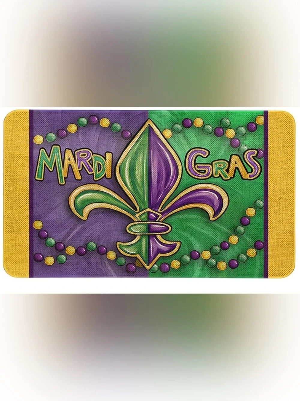 Mardi Gras Table Runner & Floor Mat- Purple, Green & Gold, New